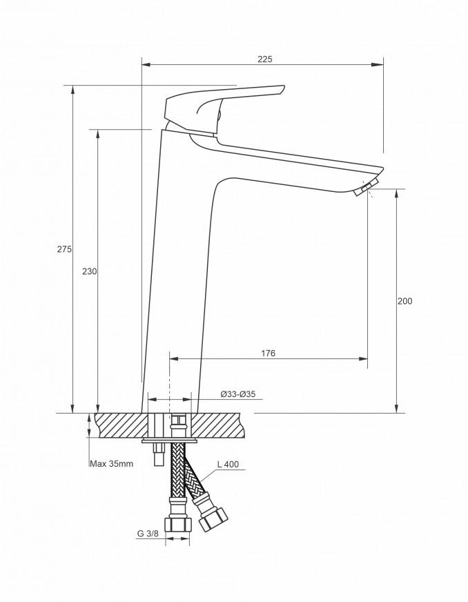 Baterija za lavabo MINOTTI PRIMA visoka 2