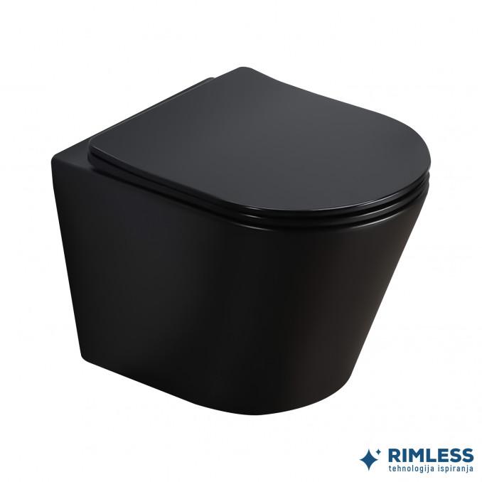 Konzolna šolja PURE compact rimless mat crna sa duroplast soft close wc daskom