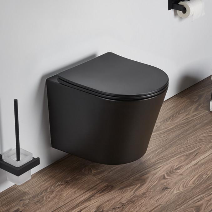 Konzolna šolja PURE compact rimless mat crna sa duroplast soft close wc daskom 2