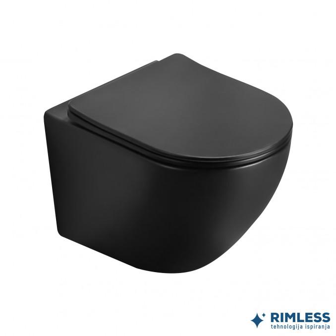 Konzolna šolja PERLA compact rimless mat crna sa duroplast soft close wc daskom