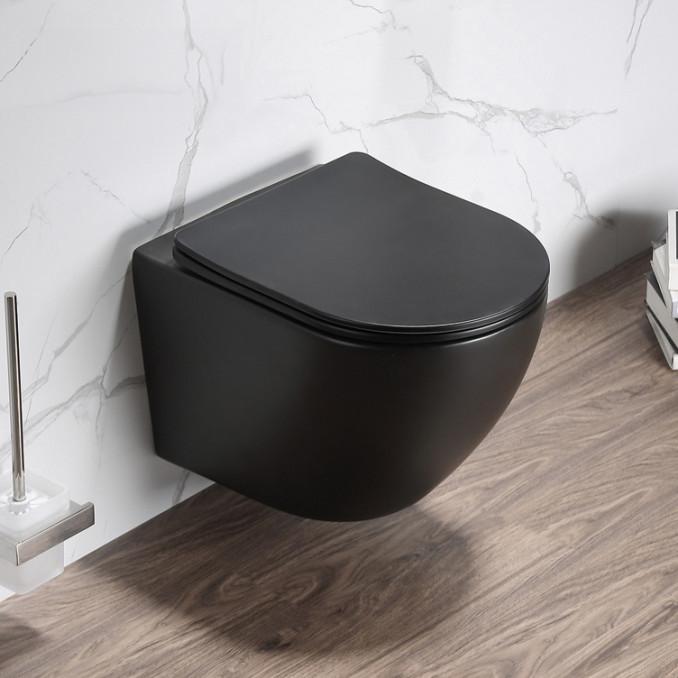 Konzolna šolja PERLA compact rimless mat crna sa duroplast soft close wc daskom 2