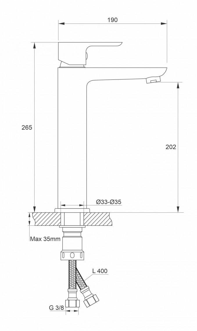 Baterija za lavabo MINOTTI STELA visoka mat crna 2