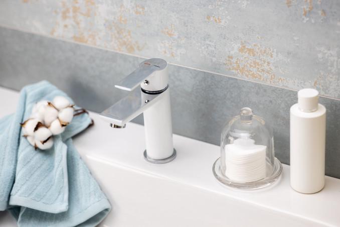 Baterija za lavabo MINOTTI STELA bela / hrom bez POP-UP 6