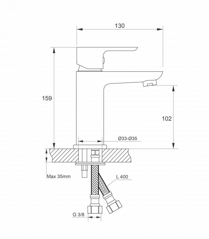 Baterija za lavabo MINOTTI STELA mat crna 2