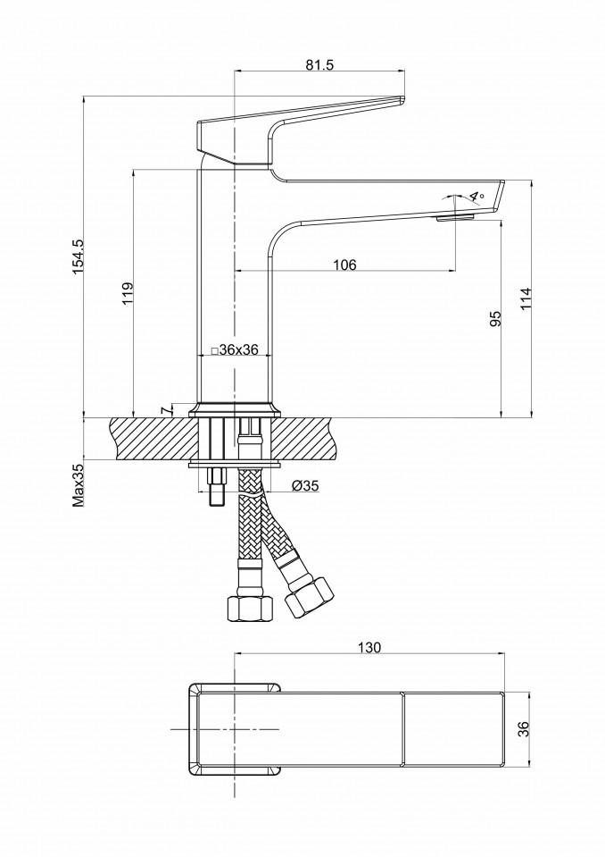 Baterija za lavabo MINOTTI QUADRA NEW mat crna 2