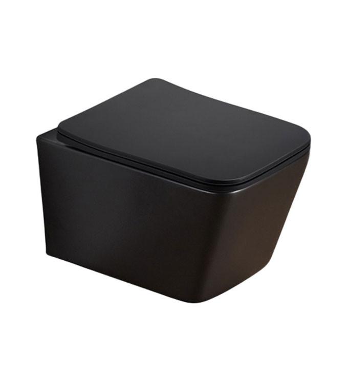 Konzolna šolja PIANO rimless mat crna sa duroplast soft close wc daskom