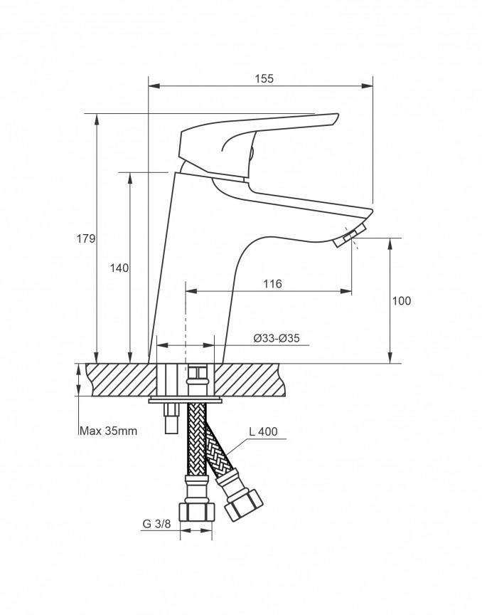 Baterija za lavabo MINOTTI PRIMA povišena 2