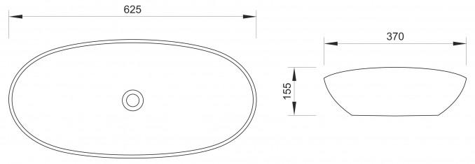 Lavabo nadgradni MINOTTI 615x360x155 mat beli 3