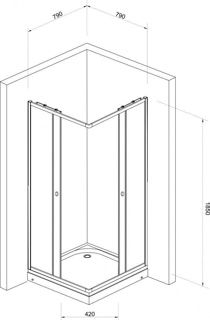 Tuš kabina kvadratna 80x80 JL 4180 2