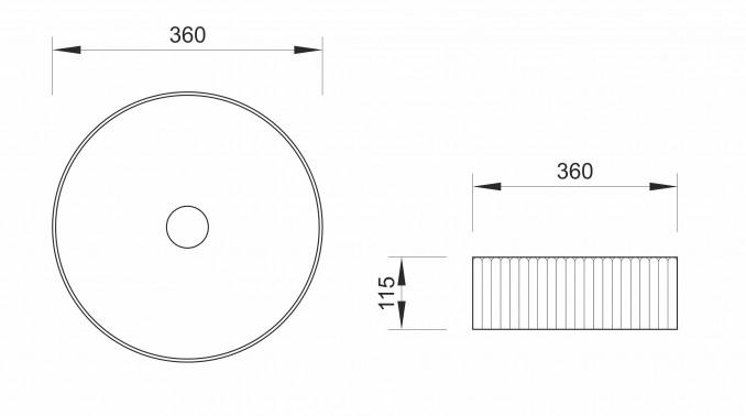 Lavabo nadgradni MINOTTI 360x360x115 beli mat 2