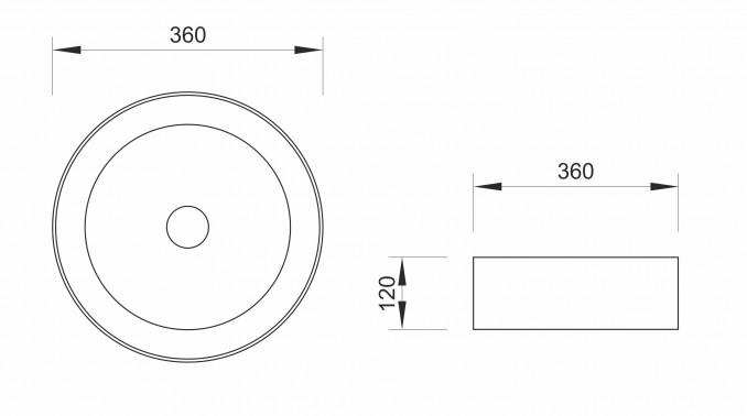 Lavabo nadgradni MINOTTI 360x360x120 mat crni 2