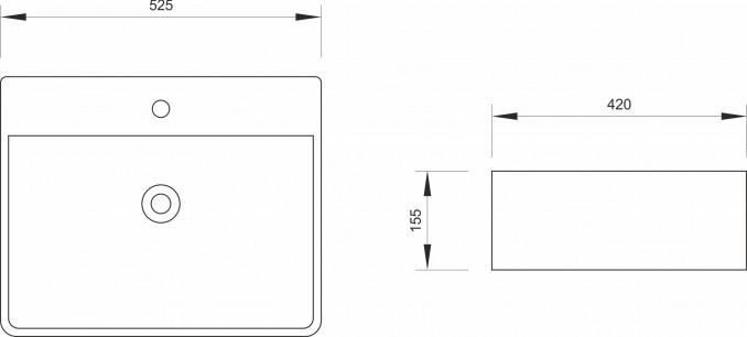Lavabo nadgradni MINOTTI 525x420x155 sa otvorom za slavinu mat crni 2
