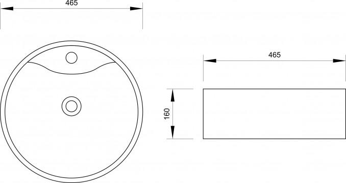 Lavabo nadgradni MINOTTI fi465x160 sa otvorom za slavinu 2