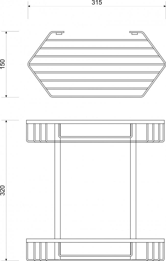 Držač MINOTTI 360x170x330 žičani dupli ugaoni aluminijum 2
