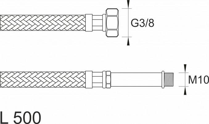 Brinoks crevo SBA baterijsko F3/8xM10 500 sa produžetkom od 50mm 2