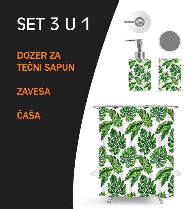Kupatilski set MINOTTI EXOTIC sa zavesom, čašom i dozerom