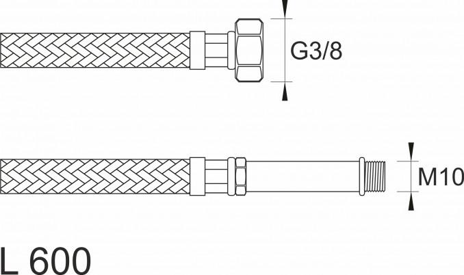 Brinoks crevo SBA baterijsko F3/8xM10 600 sa produžetkom od 50mm 2