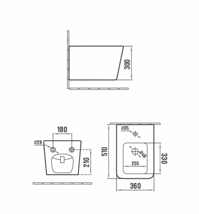 Konzolni bide PIANO mat crni 2
