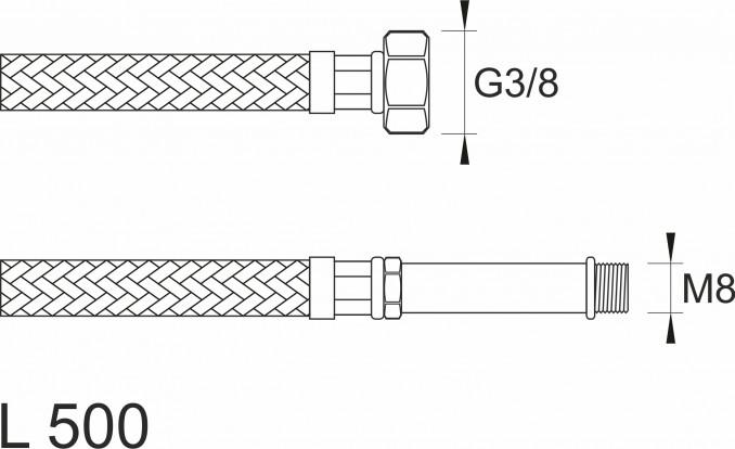 Brinoks crevo SBA baterijsko F3/8x M8 500 sa produžetkom od 50mm 2