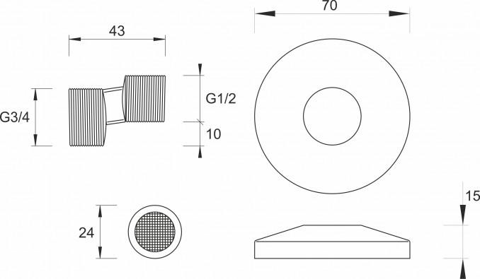 Ekscentar MINOTTI 4,3cm rozetna i gumica sa mrežicom komad 2