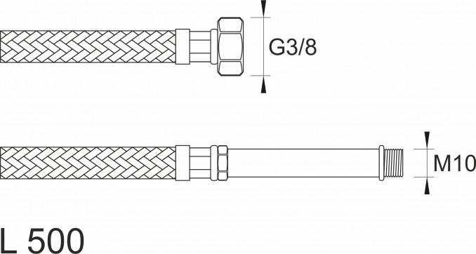 Brinoks crevo SBA baterijsko F3/8xM10 500 sa produžetkom od 70mm 2