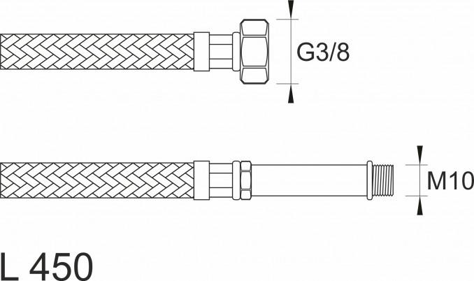 Brinoks crevo SBA baterijsko F3/8xM10 450 sa produžetkom od 50mm 2