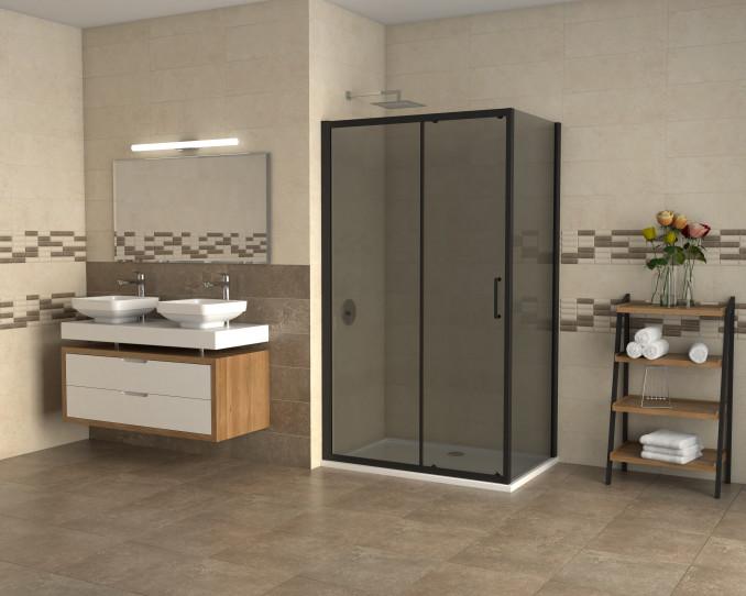 Stakleni paravan COPEN ATLAS BLACK 1000x1950 dark staklo 6mm crni mat ram 6