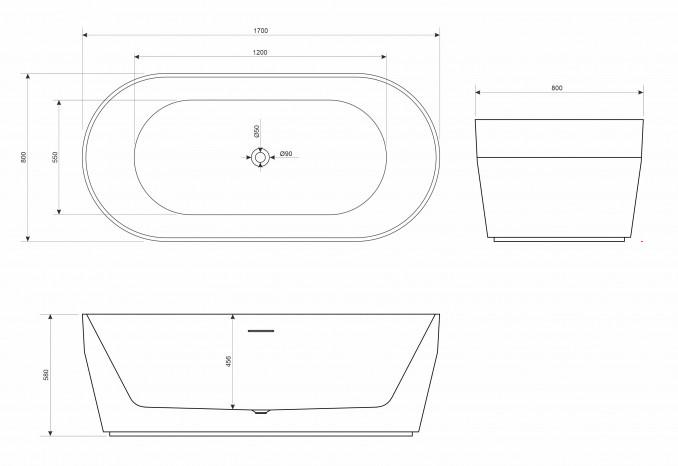 Kada samostojeća COPEN GINGER 1700x800x580mm mat bela 2