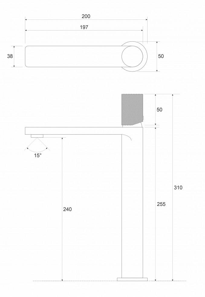 Baterija za lavabo visoka COPEN NOOK GRIP ganmetal 2