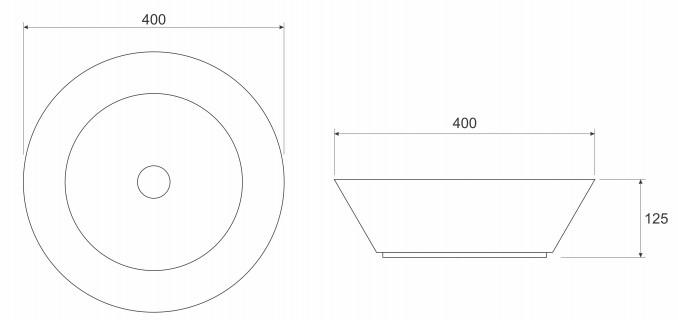 Metalni lavabo COPEN nadgradni 400x125mm brušeni mesing 2