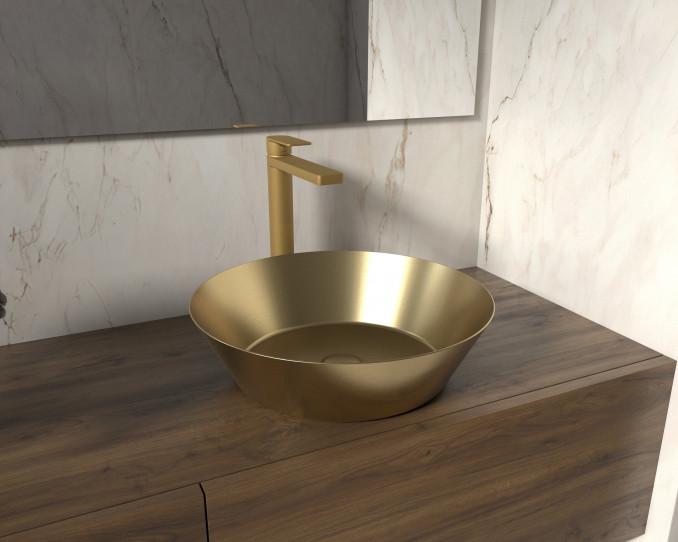 Metalni lavabo COPEN nadgradni 400x125mm brušeni mesing 3