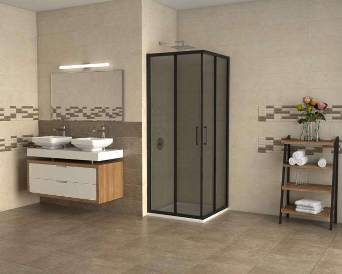 Tuš kabina COPEN ATLAS BLACK 900x900x1950 staklo 6mm providno 3