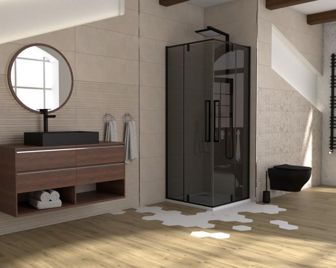 Tuš kabina COPEN ABSOLUT BLACK 900x900x2000 dark staklo 6mm sa pivot vratima 5