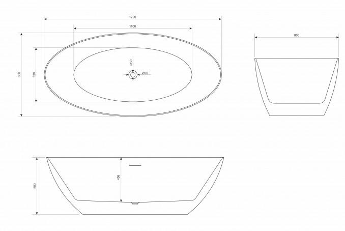 Kada samostojeća COPEN RITA 1700x800x580mm sjajna bela 2
