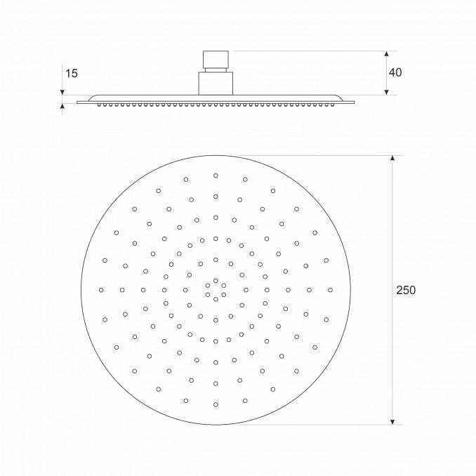Ruža tuša COPEN fi250mm ABS mat crna 2