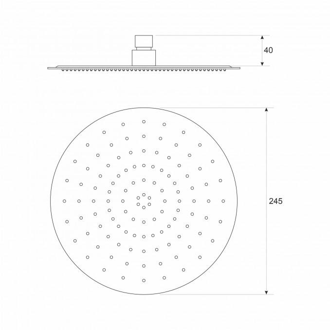 Ruža tuša COPEN fi250mm mat crna S/S304 2