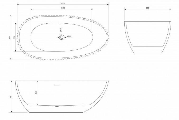 Kada samostojeća COPEN MARILYN 1700x850x580mm sjajna bela 2