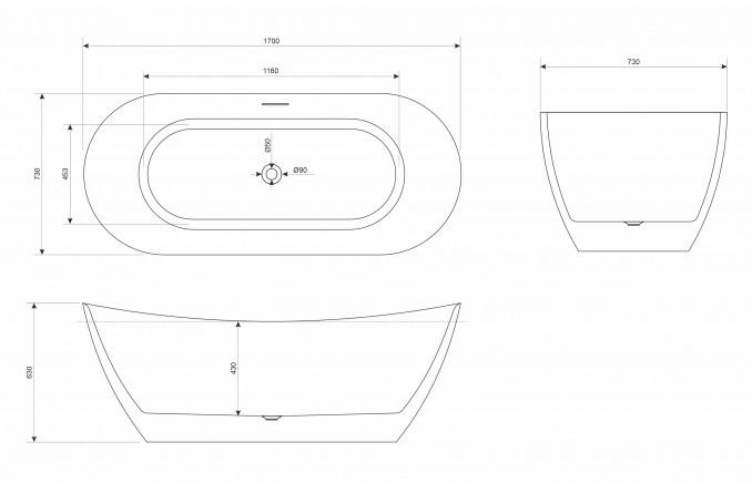 Kada samostojeća COPEN VIVIEN 1700x730x630mm sjajna bela 2