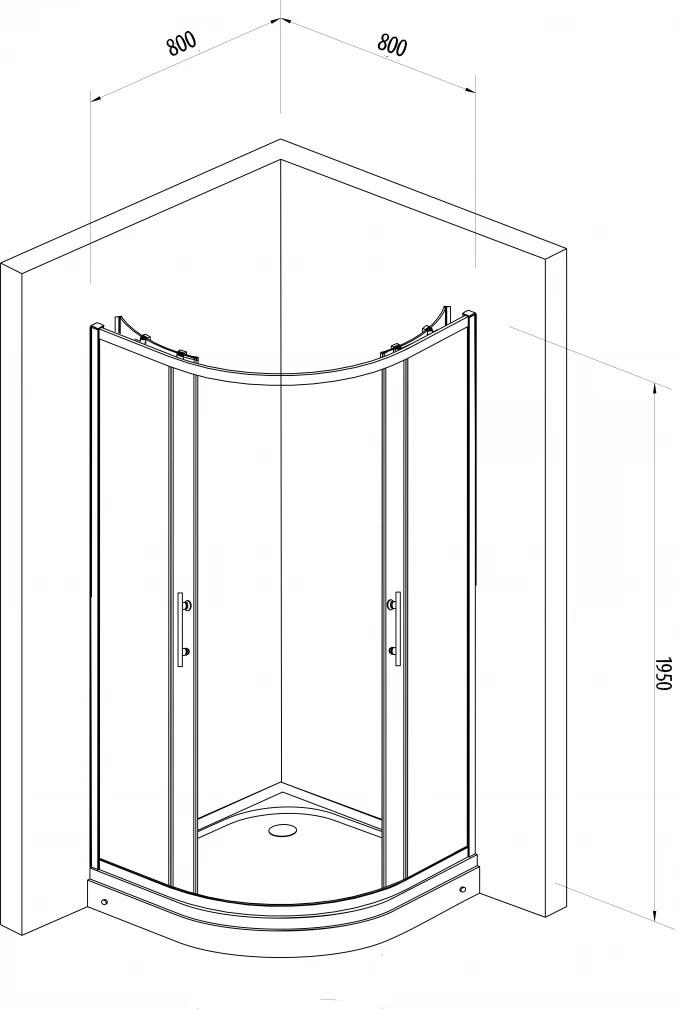 Tuš kabina CONCEPT LAGO R800x1950 staklo 6mm providno 2