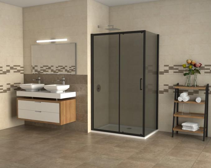 Stakleni paravan COPEN ATLAS BLACK 1400x1950 dark staklo 6mm crni mat ram 2