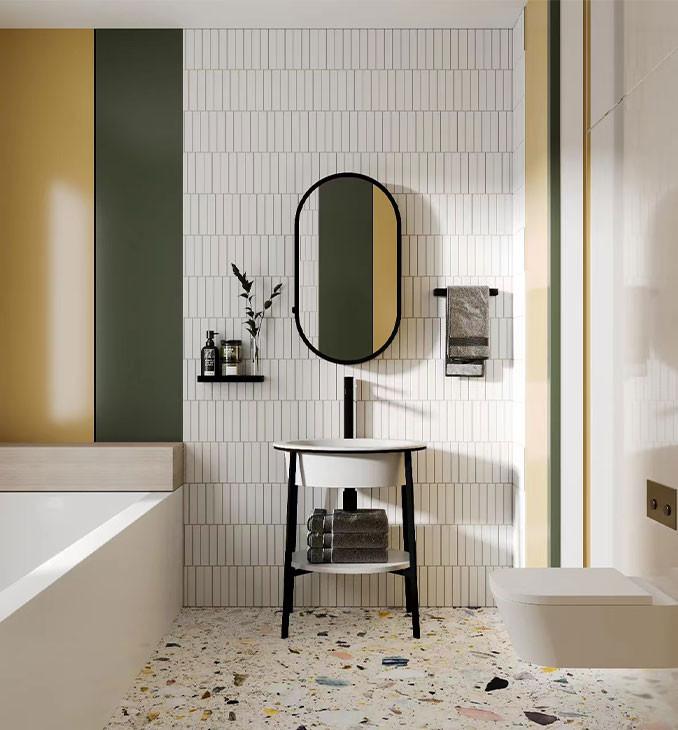 Lavabo COPEN sa postoljem i policom 700x500x825 i otvorom za slavinu matt white 3