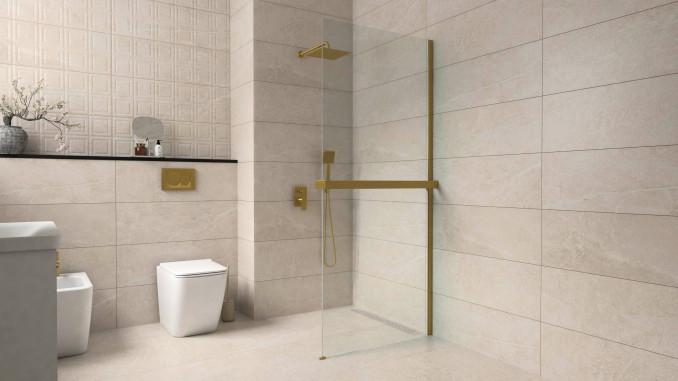 Walk-in COPEN MONTE SUPERIORE 900x2000, 8mm staklo, polica i držač brušeno zlato 4