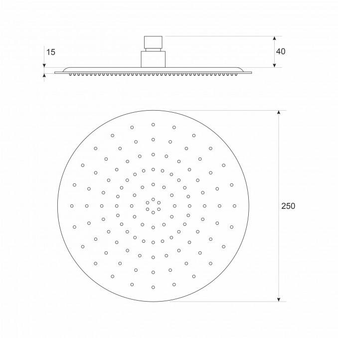 Ruža tuša COPEN fi250mm ABS gunmetal 2