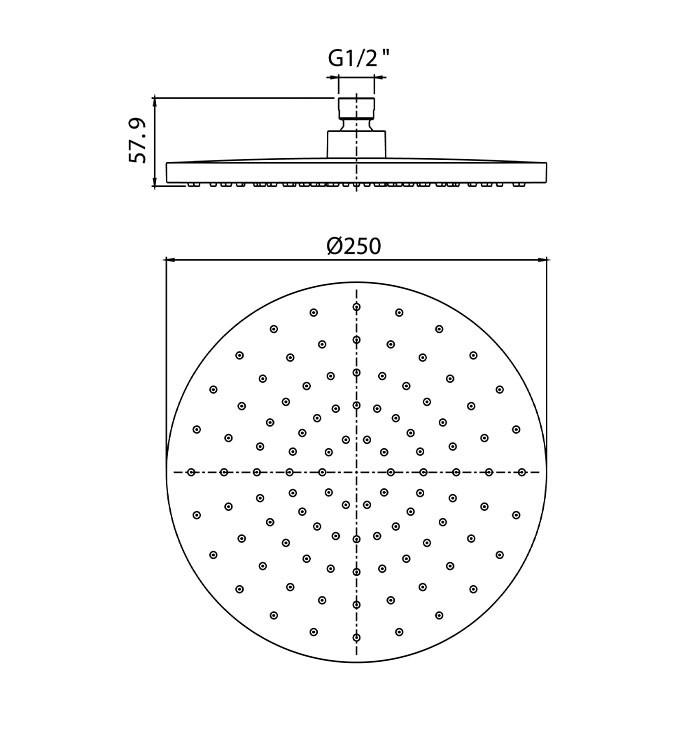 Ruža tuša COPEN O250mm ABS rose gold 2