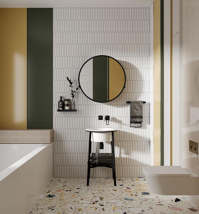 Lavabo COPEN sa postoljem i policom 500x500x825 matt white 4