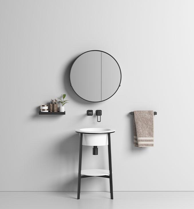 Lavabo COPEN sa postoljem i policom 500x500x825 matt white 5