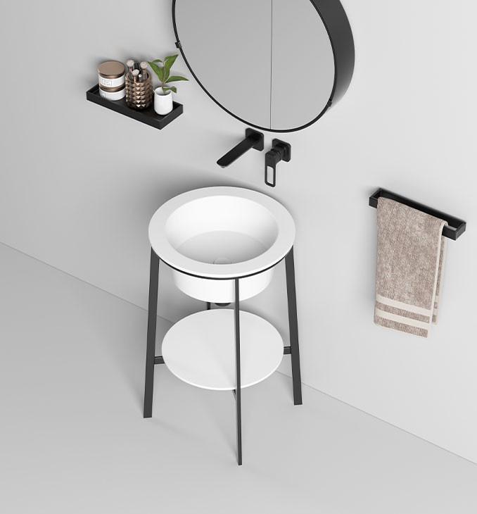 Lavabo COPEN sa postoljem i policom 500x500x825 matt white 6