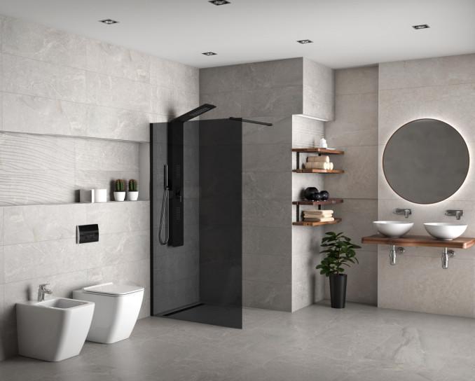 Walk-in COPEN MONTE DARK 800x2000 crni mat ram 8mm grey staklo 2