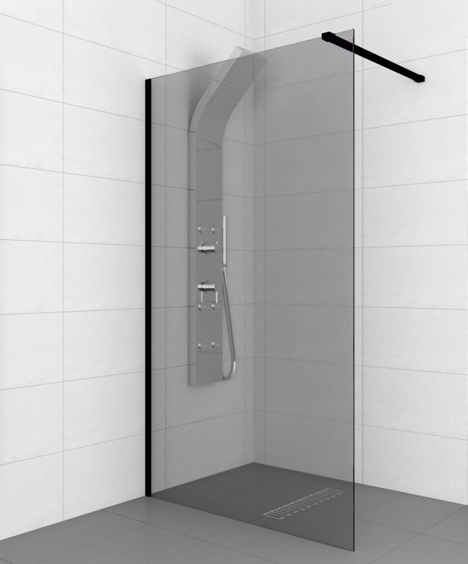 Walk-in COPEN MONTE DARK 800x2000 crni mat ram 8mm grey staklo 3