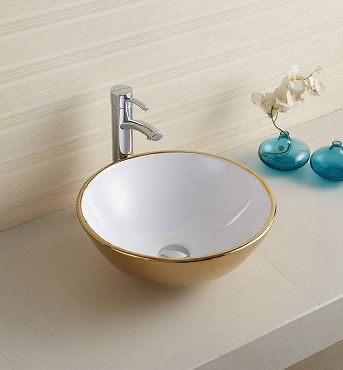 Lavabo COPEN nadgradni 415x415x155 zlatno beli 2